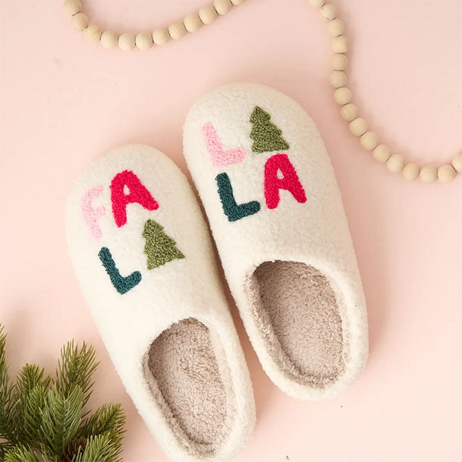 Fuzzy Holiday Slippers - FaLaLa