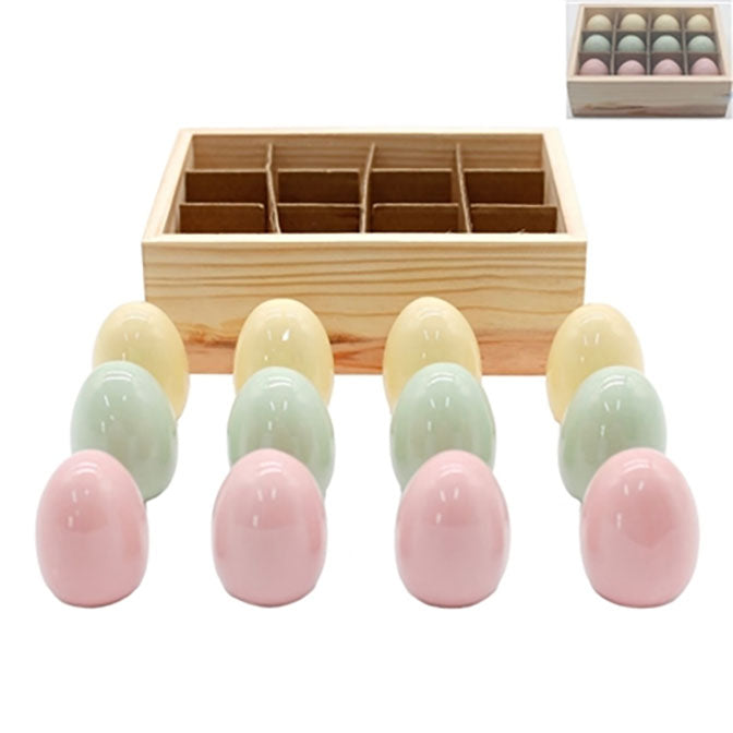 Small Green, Pink and Yellow Porcelain Eggs