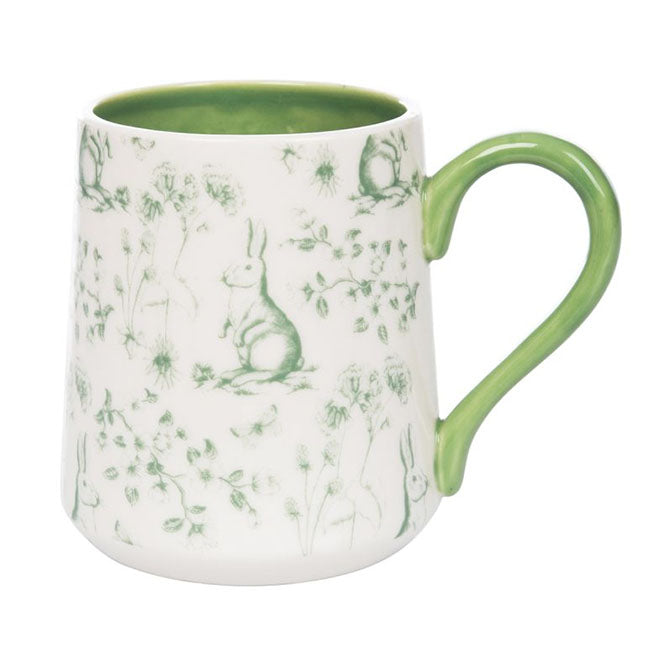 Green Rabbit Toile Ceramic Mug