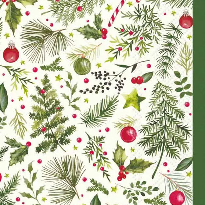 Paper Guest Towel Christmas Branches Allover L.G