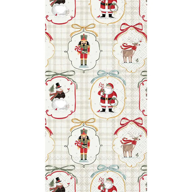 Paper Guest Towel Frosty Cameos Green Christmas