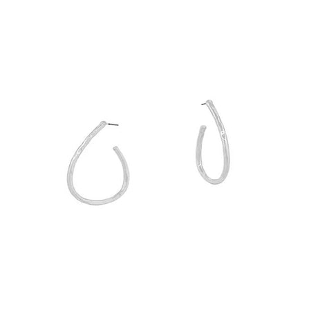 Hammered Texture Metal Teardrop Hoop Earring
