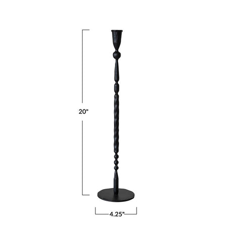 Hand-Forged Cast Iron Taper Holder, Black