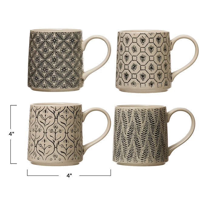 Hand-Stamped Mug with Pattern, 4 Styles