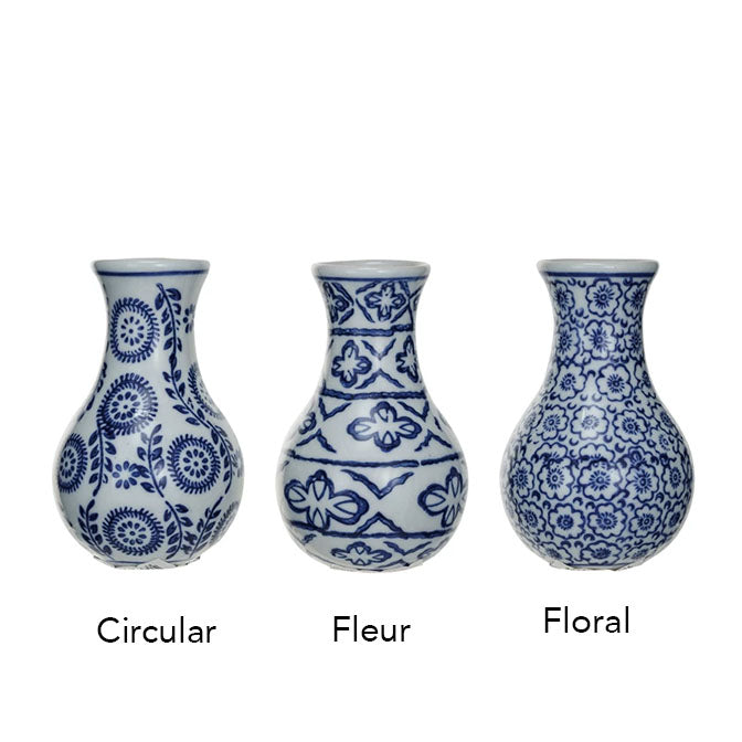 Hand-Stamped Stoneware Vase, 3 Styles