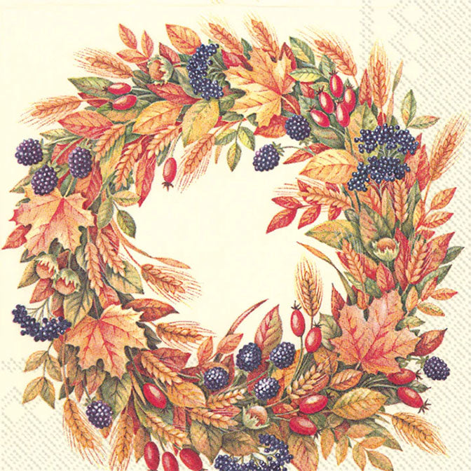 Harvest Crown Cocktail Napkin Cream