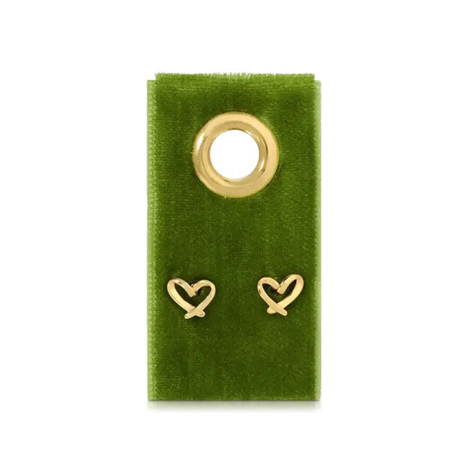 Free Form Heart Studs on Velvet Gift Tag-Gold