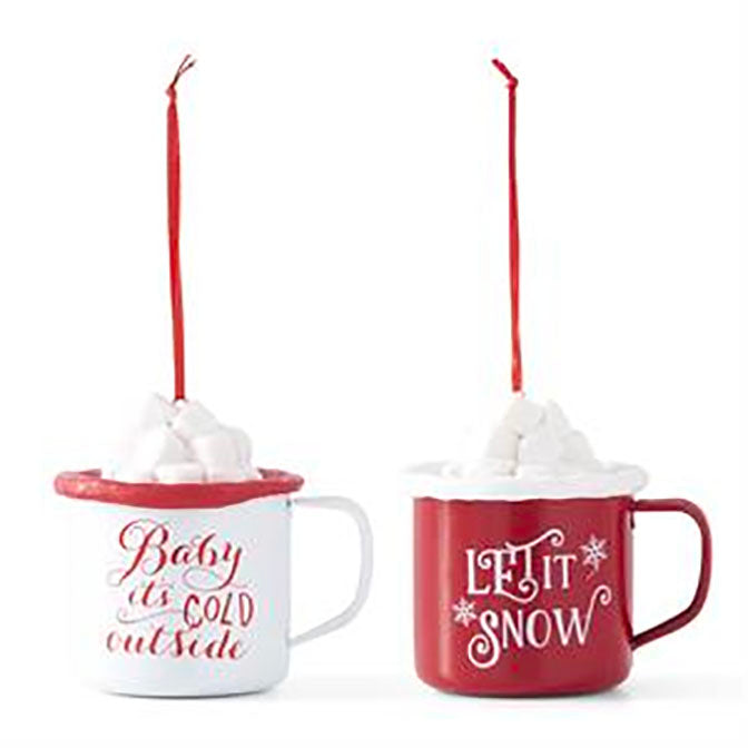 Hot Cocoa Mug Ornament with Glitter
