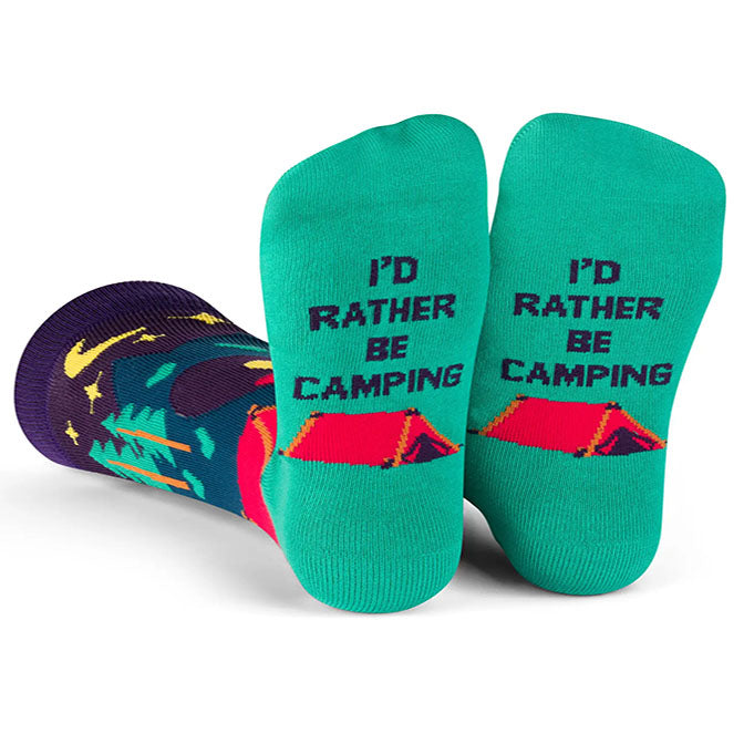 I'd Rather Be Camping Socks (Purple/Teal) Socks