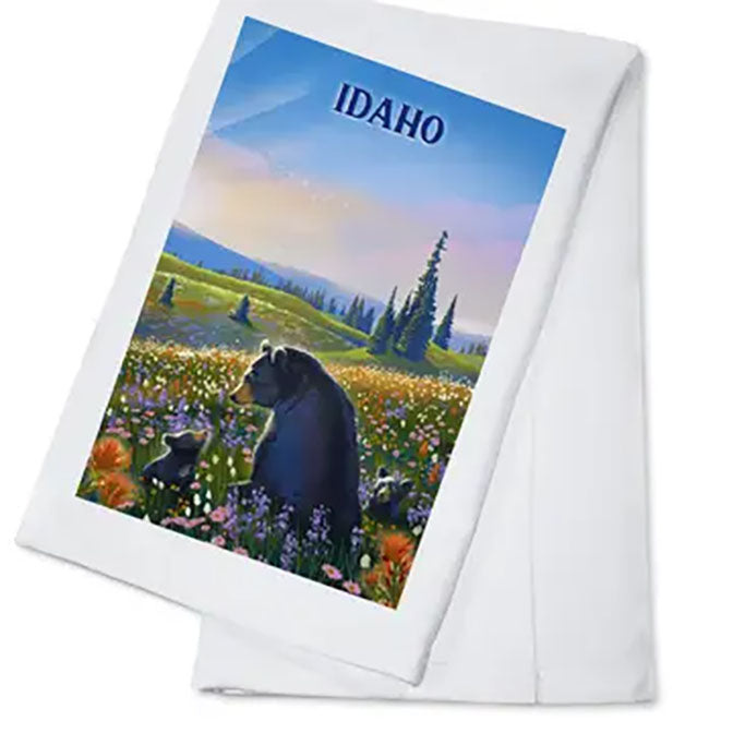 Idaho Bear Family in Field Tea Towel
