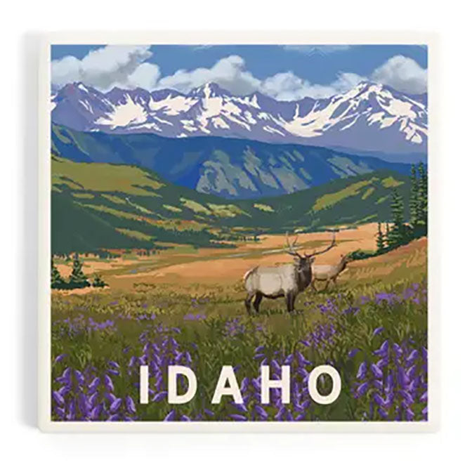 Idaho Elk and Flowers Coaster