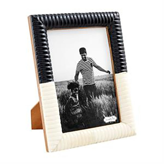 Large Black and White Ribbed Frame