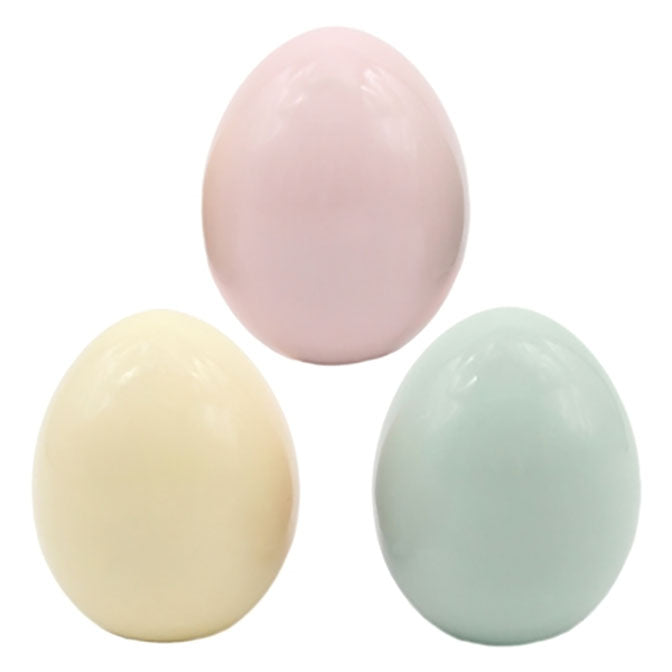 Large Green, Pink and Yellow Porcelain Eggs