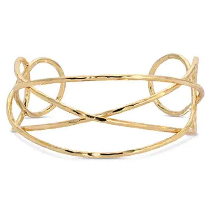 Layered Textured Cuff Gold Bracelet