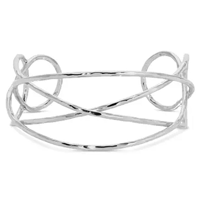 Layered Textured Cuff Silver Bracelet