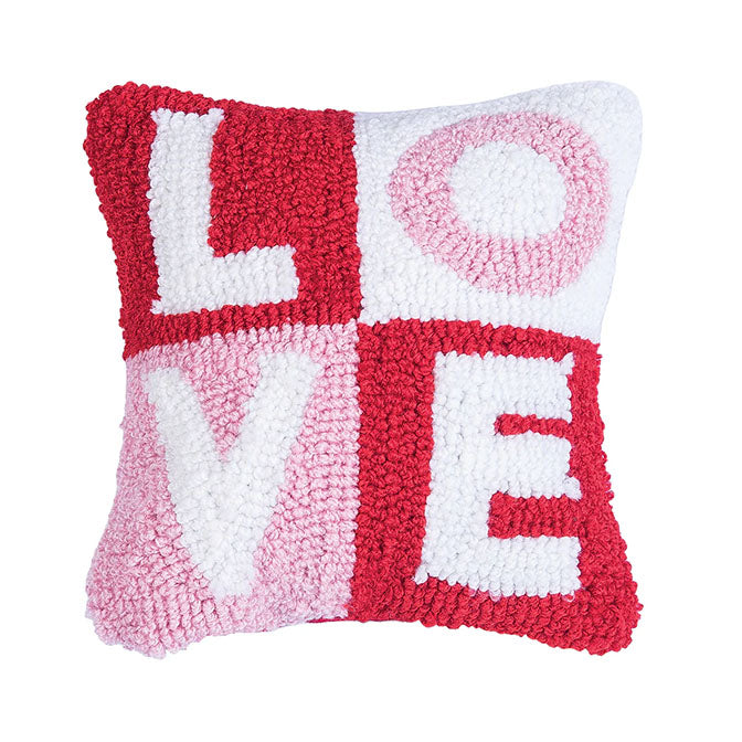 Love Color Block Hooked Mini Pillow