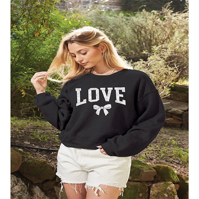 Love Bow Mid Graphic Sweatshirt  Black