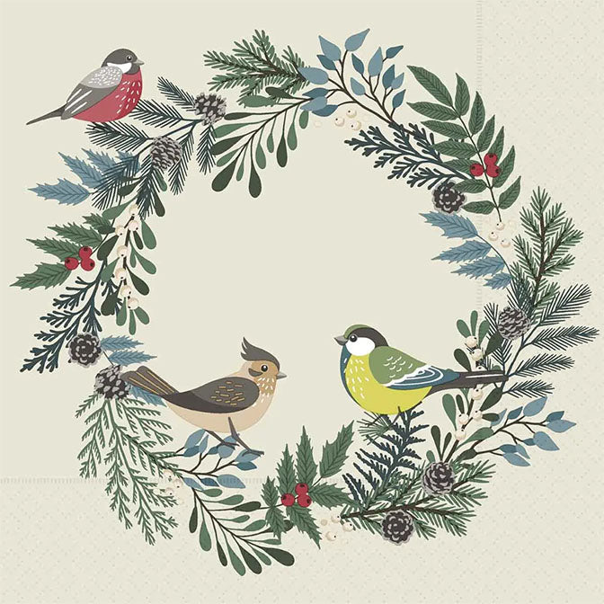 Paper Lunch Napkins Holiday Birds Christmas