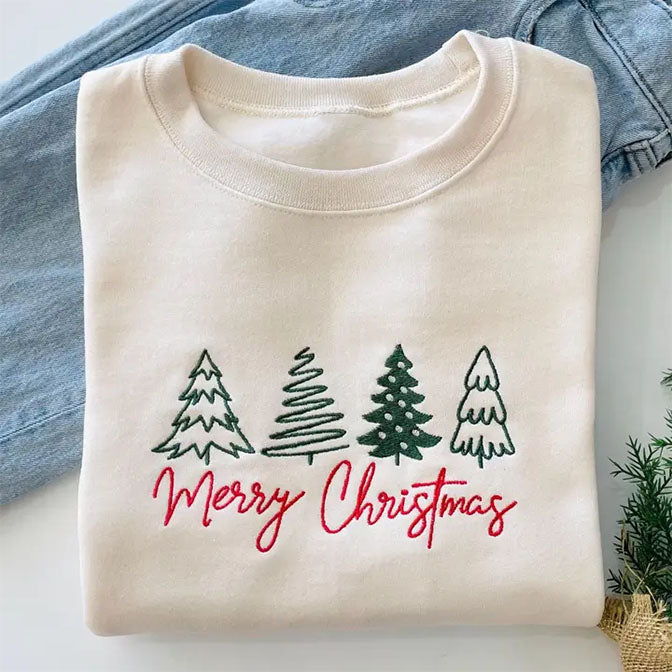 Embroidered Merry Christmas Sweater - Christmas Eve Sweater