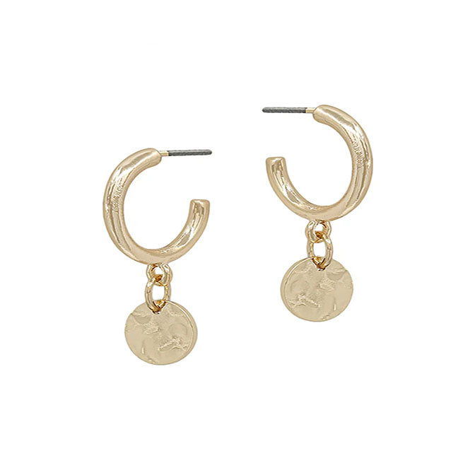 Metal 15mm Hoop w/ Round Charm Earring