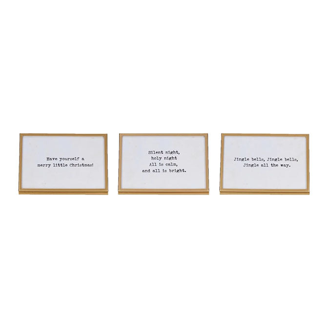 Metal & Glass Frame w/ Easel & Saying, Gold Finish, 3 Styles (Holds 4" x 6" Photo)