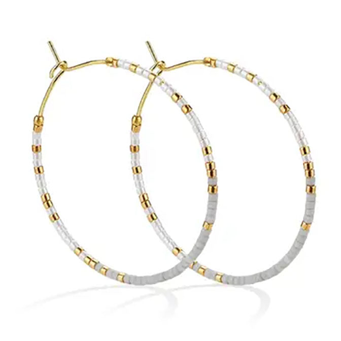 Miyuki Delicate Hoop Earring-White/Grey