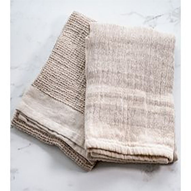 Natural Stripe Waffle Towels