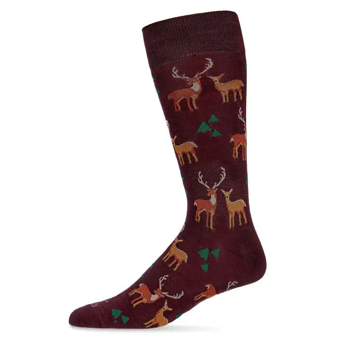 Memoi Oh Deer Bamboo Blend Men's Crew Socks