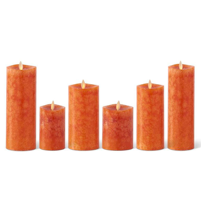 Orange Wax Luminara Slim & Medium Indoor Pillar Candle