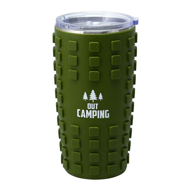 Out Camping - 20 oz Travel Tumbler with 3D Silicone Wrap