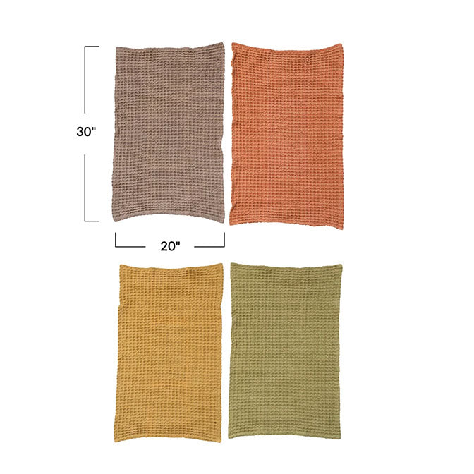30"L x 20"W Oversized Stonewashed Cotton Waffle Weave Tea Towel, 4 Colors