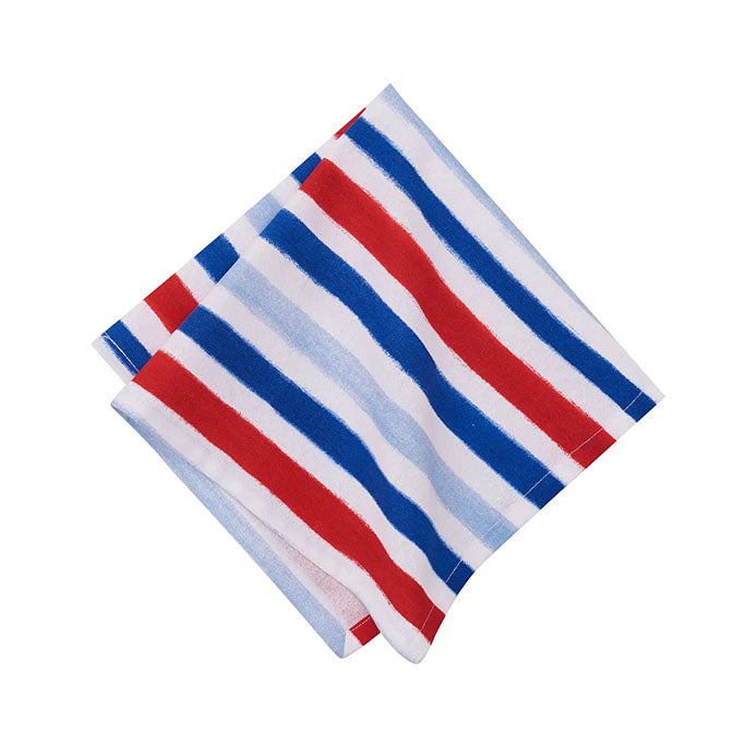 Patriotic Watercolor Stripe 4th of July Napkin