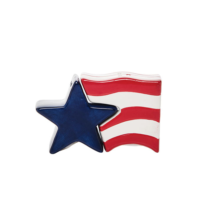 Patriotic Watercolor Stripe 4th of July Salt and Pepper Set