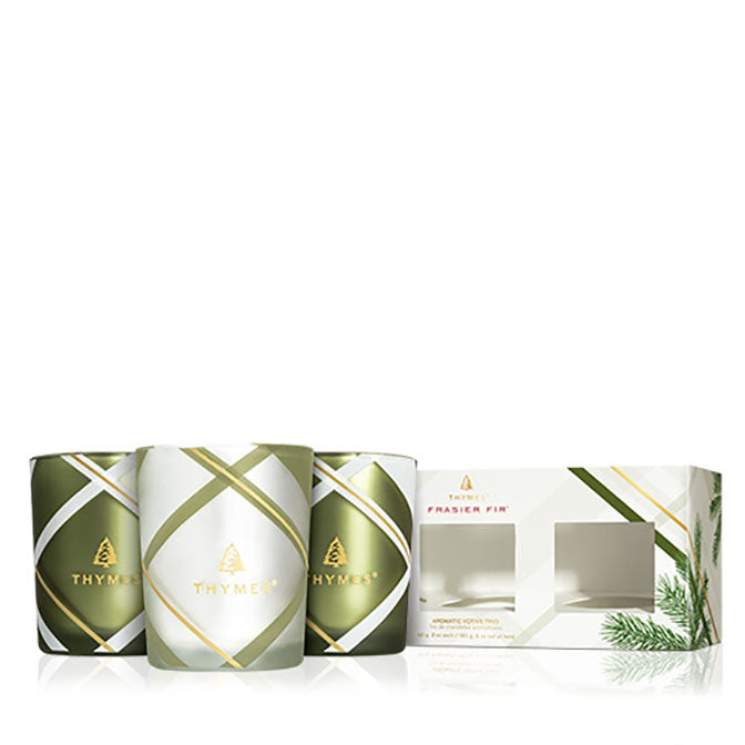 Frasier Fir Frosted Plaid Aromatic Votive Trio