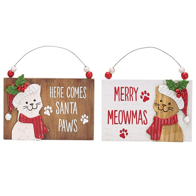 Plaque Ornament with Christmas Cats
