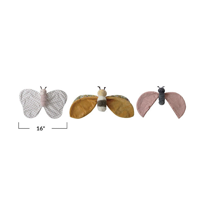 Plush Insect Snuggle Toy w/ Patterned Wings, 3 Styles