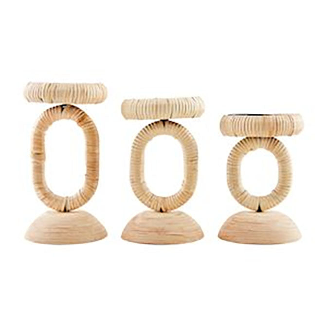 Rattan Wrapped Candlestick
