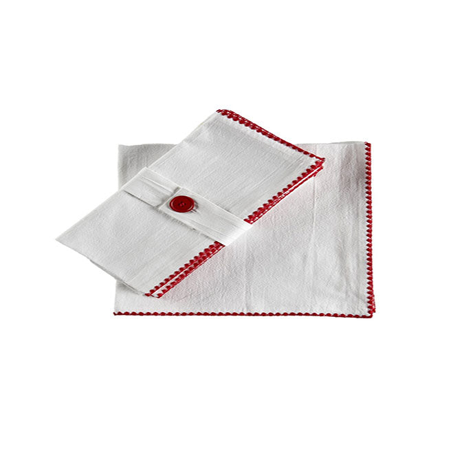 Red Embroidered Edge Napkin