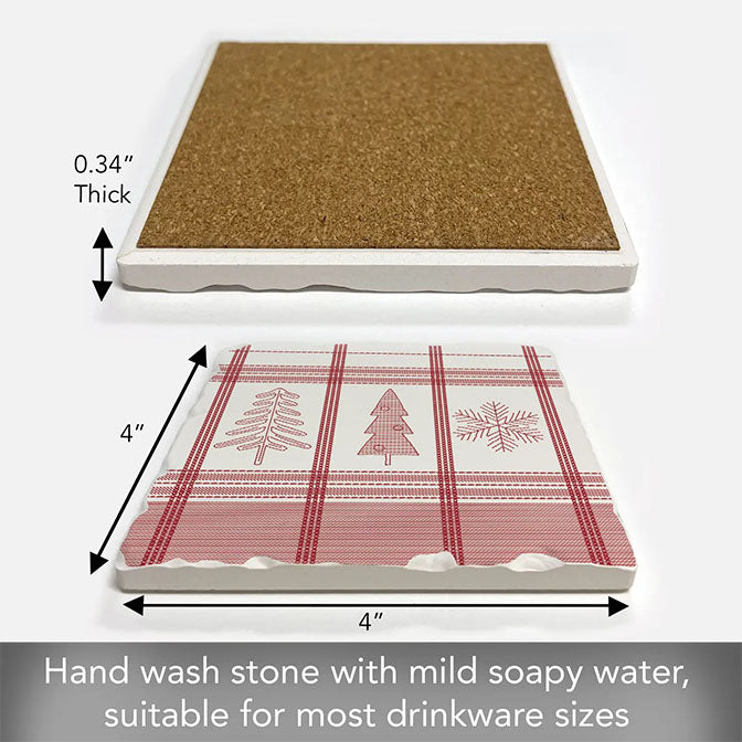 Red Winter Plaid Stone Coaster
