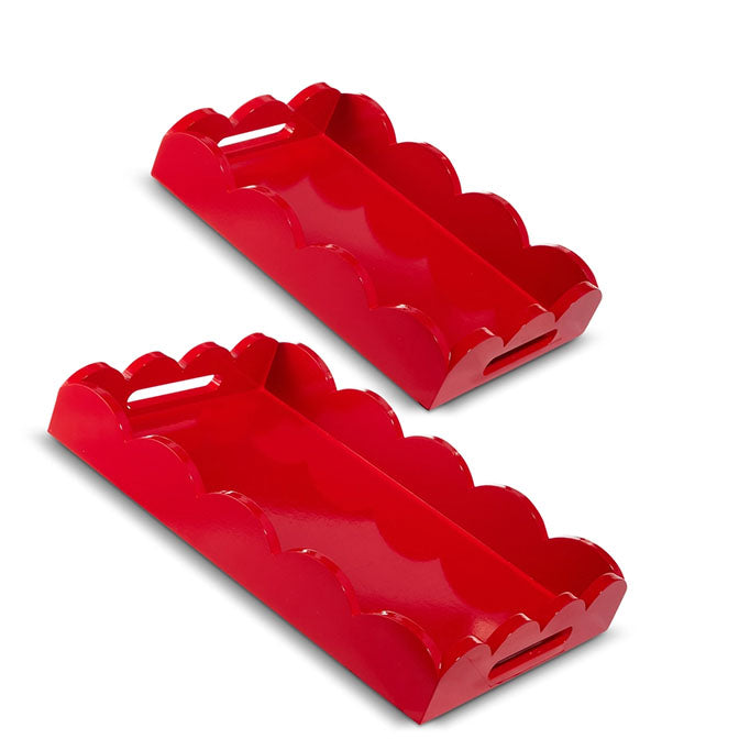 Red Scalloped Trays