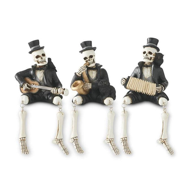 Assorted 8.75 Inch Resin Skeleton Musicians (3 styles)