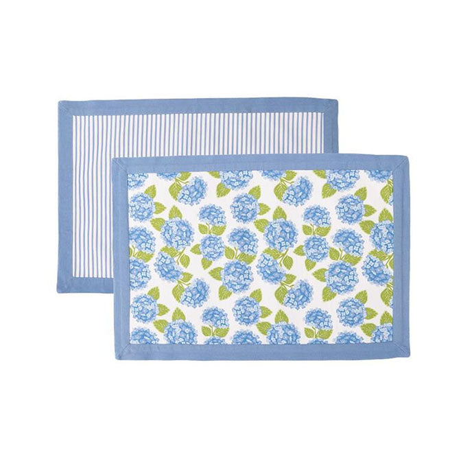 Placemat Reversible Hydrangea Stripes