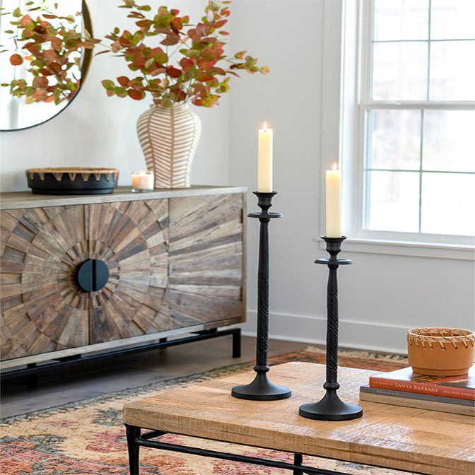 Classic Black Cast Aluminum Candlestick