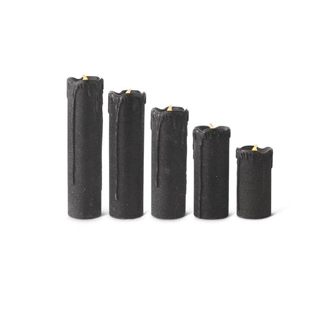 Black Glitter Resin LED Candles w/Timer