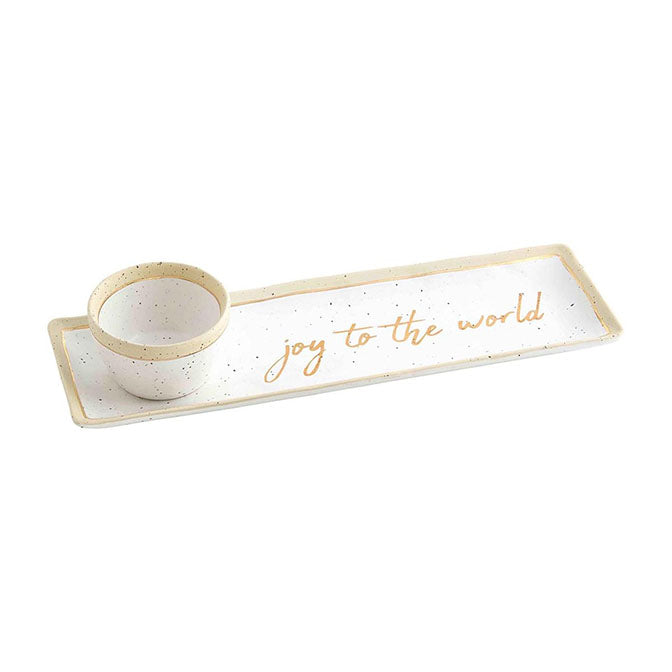Gold Joy To The World Tray & Dip Set