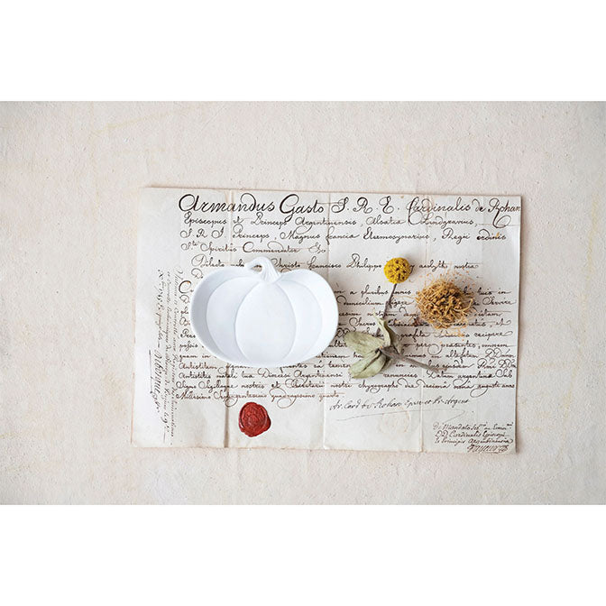 5"L x 3-1/4"W Stoneware Pumpkin Shaped Dish, White