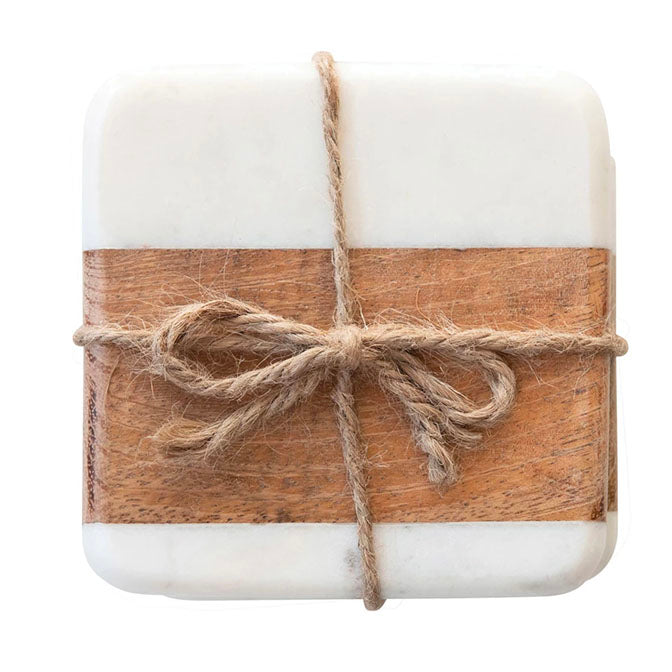 Square Marble & Acacia Wood