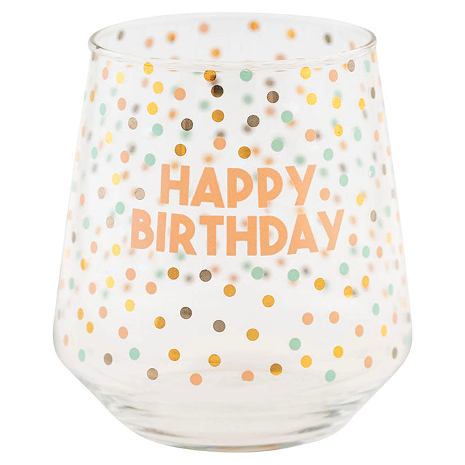 Stemless Wine Glass Happy Bday