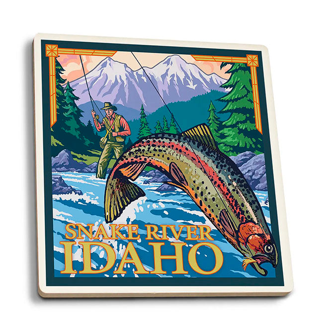 Idaho Fly Fishing Scene Ceramic Coaster