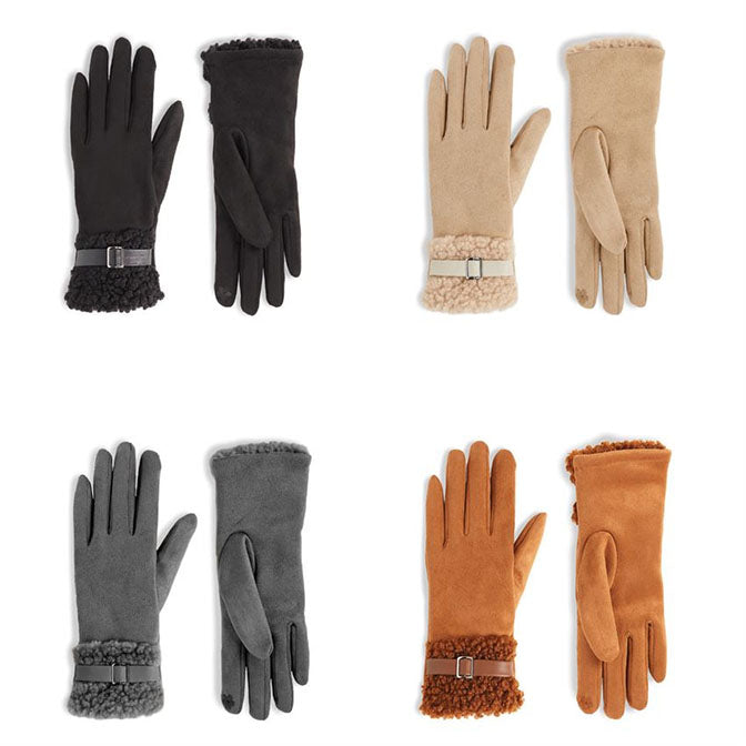 Belted Sherpa Cuff Touchscreen Gloves